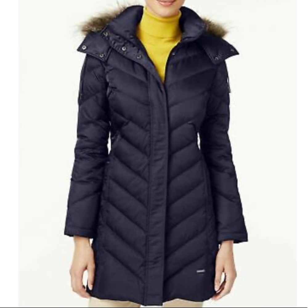 Kenneth Cole Navy Puffer Coat